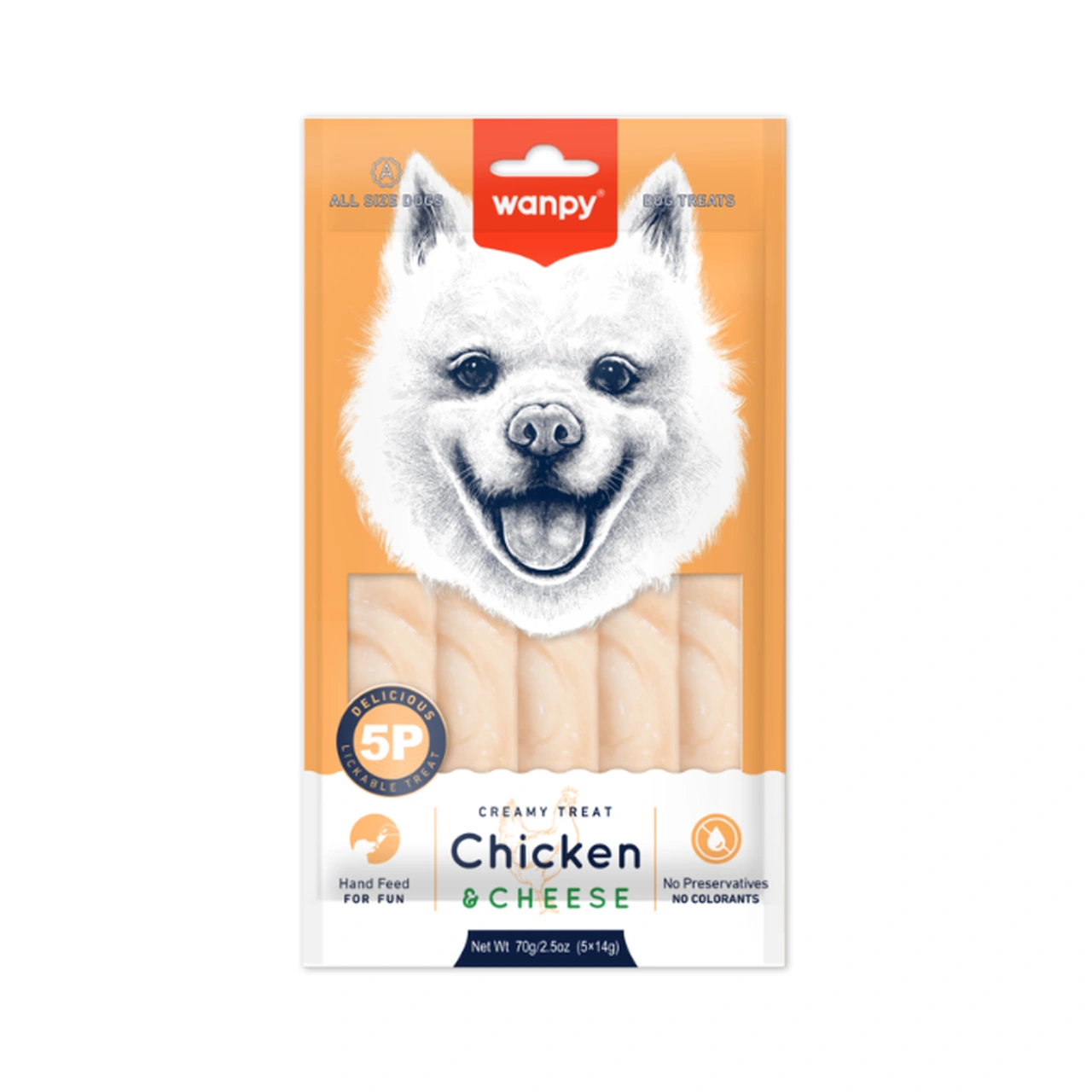 Wanpy Dog Creamy Lickable kylling og ost 70 g - cremet hundesnack